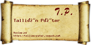 Tallián Péter névjegykártya